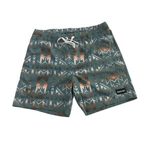 Hooey Mens Southwestern Geometric Shorts Teal Copper Size Large (1040)